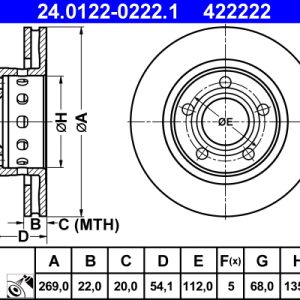 Disc frana ATE 24.0122-0222.1 – VW | AutoRival