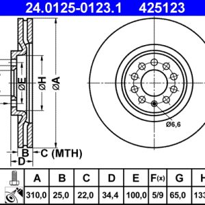 Disc frana ATE 24.0125-0123.1 – VW | AutoRival