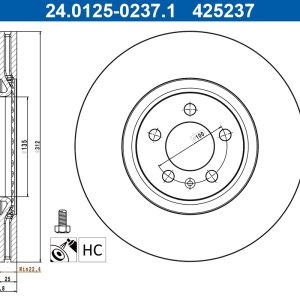 Disc frana ATE 24.0125-0237.1 – VW | AutoRival