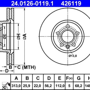 Disc frana ATE 24.0126-0119.1 – VW | AutoRival