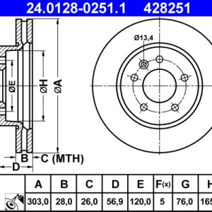 Disc frana ATE 24.0128-0251.1 – VW | AutoRival