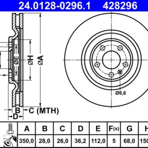 Disc frana ATE 24.0128-0296.1 – VW | AutoRival