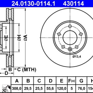 Disc frana ATE 24.0130-0114.1 – VW | AutoRival