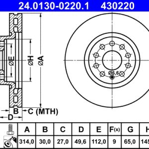 Disc frana ATE 24.0130-0220.1 – VW | AutoRival