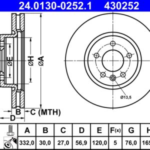 Disc frana ATE 24.0130-0252.1 – VW | AutoRival