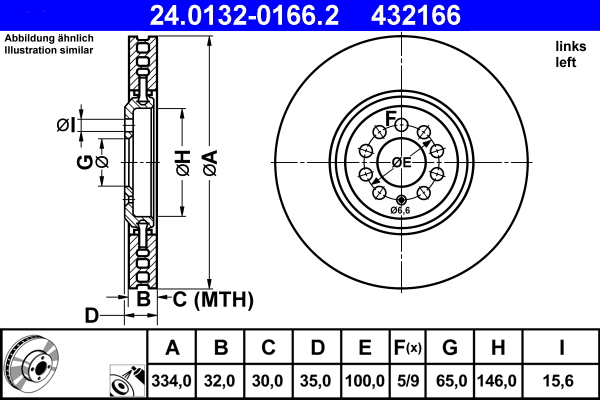 Disc frana ATE 24.0132-0166.2 – VW | AutoRival