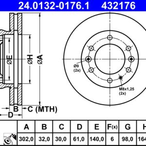 Disc frana ATE 24.0132-0176.1 – VW | AutoRival