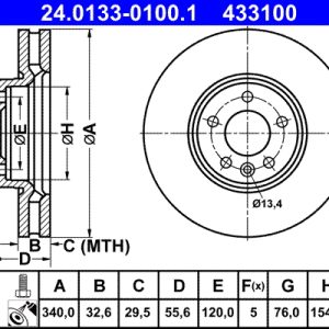 Disc frana ATE 24.0133-0100.1 – VW | AutoRival