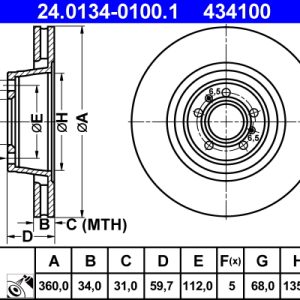Disc frana ATE 24.0134-0100.1 – VW | AutoRival