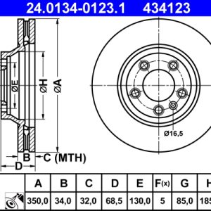 Disc frana ATE 24.0134-0123.1 – VW | AutoRival