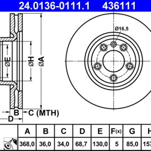 Disc frana ATE 24.0136-0111.1 – VW | AutoRival