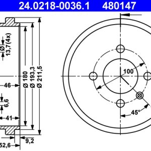 Tambur frana ATE 24.0218-0036.1 – VW | AutoRival