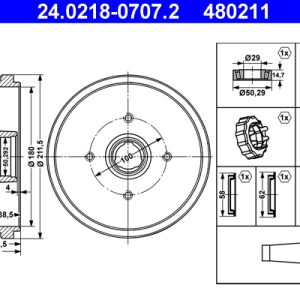 Tambur frana ATE 24.0218-0707.2 – VW | AutoRival