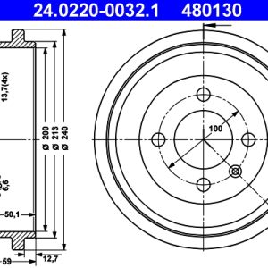 Tambur frana ATE 24.0220-0032.1 – VW | AutoRival