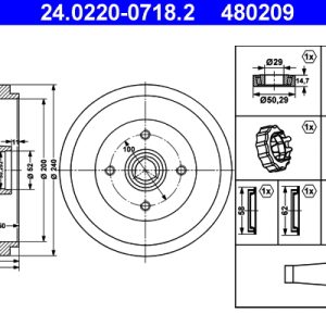 Tambur frana ATE 24.0220-0718.2 – VW | AutoRival