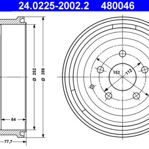 Tambur frana ATE 24.0225-2002.2 – VW | AutoRival