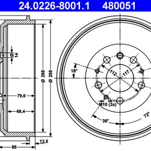 Tambur frana ATE 24.0226-8001.1 – VW | AutoRival