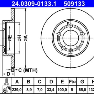Disc frana ATE 24.0309-0133.1 – VW | AutoRival