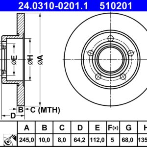 Disc frana ATE 24.0310-0201.1 – VW | AutoRival