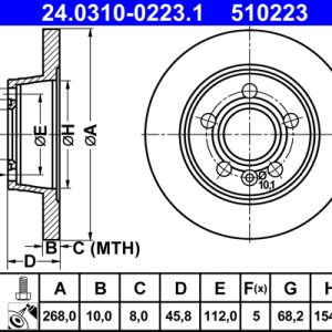 Disc frana ATE 24.0310-0223.1 – VW | AutoRival