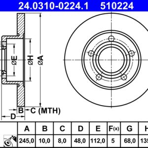 Disc frana ATE 24.0310-0224.1 – VW | AutoRival