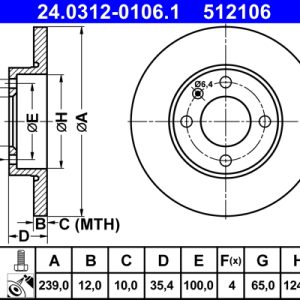 Disc frana ATE 24.0312-0106.1 – VW | AutoRival
