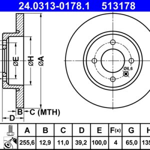 Disc frana ATE 24.0313-0178.1 – VW | AutoRival