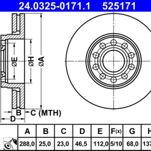 Disc frana ATE 24.0325-0171.1 – VW | AutoRival