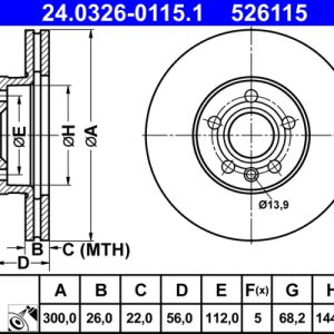 Disc frana ATE 24.0326-0115.1 – VW | AutoRival