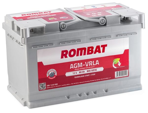 Baterie auto ROMBAT AGM VRLA Start-Stop 5801240080, 80 Ah, 800 A, 12 V, 315 x 175 x 190 mm