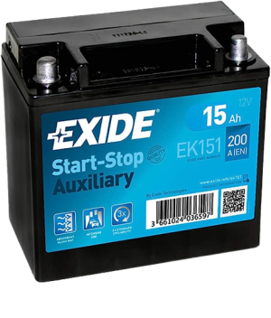 Baterie auxiliara EXIDE AGM Auxiliary EK151, 12 V, 15 Ah, 200 A, 150x90x145 mm, borna stanga plus