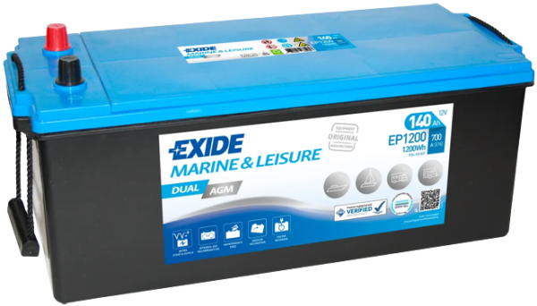 Baterie pornire EXIDE Dual AGM EP1200, 12 V, 140 Ah, 700 A, 513x189x223 mm, borna stanga plus
