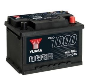 Baterie auto YUASA YBX 1000 CA-CA YBX1075, 12 V, 56 Ah, 510 A, 243x175x175 mm, borna dreapta plus