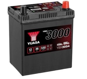 Baterie auto YUASA YBX 3000 ASIA YBX3054, 12 V, 36 Ah, 330 A, 187x127x227 mm, borna dreapta plus