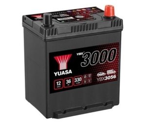 Baterie auto YUASA YBX 3000 ASIA YBX3056, 12 V, 36 Ah, 330 A, 187x136x227 mm, borna dreapta plus
