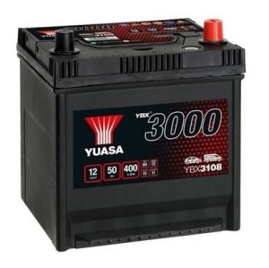 Baterie auto YUASA YBX 3000 ASIA YBX3108, 12 V, 50 Ah, 400 A, 202x173x225 mm, borna dreapta plus