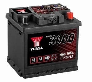 Baterie auto YUASA YBX 3000 ASIA YBX3012, 12 V, 52 Ah, 450 A, 207x175x190 mm, borna dreapta plus