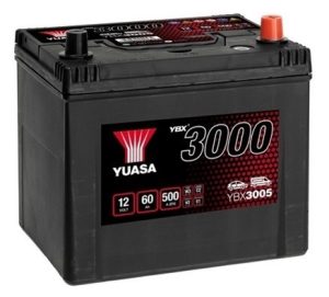 Baterie auto YUASA YBX 3000 ASIA YBX3005, 12 V, 60 Ah, 500 A, 231x173x225 mm, borna dreapta plus