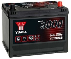 Baterie auto YUASA YBX 3000 ASIA YBX3068, 12 V, 72 Ah, 630 A, 269x174x223 mm, borna dreapta plus