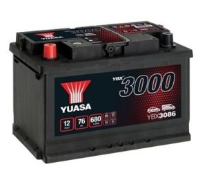 Baterie auto YUASA YBX 3000 ASIA YBX3086, 12 V, 76 Ah, 680 A, 278x175x190 mm, borna inversa stanga plus