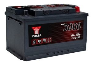 Baterie auto YUASA YBX 3000 ASIA YBX3110, 12 V, 80 Ah, 760 A, 315x175x175 mm, borna dreapta plus