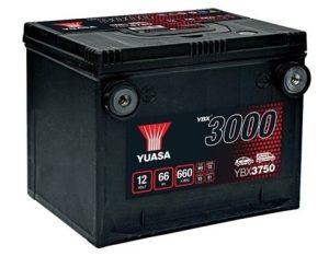 Baterie auto YUASA YBX 3000 USA YBX3750, 12 V, 66 Ah, 660 A, 230x179x185 mm, borna inversa stanga plus