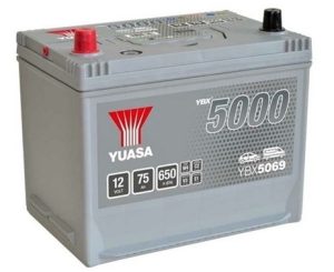 Baterie auto YUASA YBX 5000 ASIA YBX5069, 12 V, 75 Ah, 650 A, 269x174x223 mm, borna inversa stanga plus