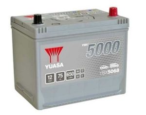 Baterie auto YUASA YBX 5000 ASIA YBX5068, 12 V, 75 Ah, 650 A, 269x174x223 mm, borna dreapta plus