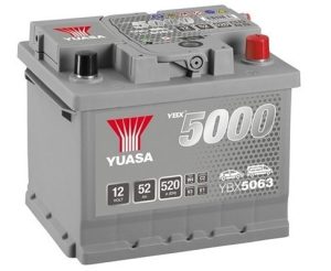 Baterie auto YUASA YBX 5000 Silver YBX5063, 12 V, 52 Ah, 520 A, 208x175x175 mm, borna dreapta plus