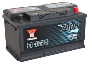 Baterie auto YUASA YBX 7000 EFB YBX7110, 12 V, 75 Ah, 730 A, 315x175x175 mm, borna dreapta plus