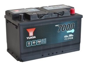 Baterie auto YUASA YBX 7000 EFB YBX7115, 12 V, 85 Ah, 760 A, 317x175x190 mm, borna dreapta plus