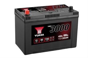 Baterie auto YUASA YBX 3000 Asia YBX3334, 12V, 95Ah, 720A, 304 x 174 x 225 mm, borna stanga plus