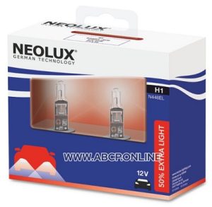 Set 2 becuri auto NEOLUX Extra Light +50 N448EL-2SCB, H1, 12V, 55W, P14.5s