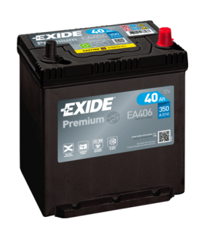 Baterie auto EXIDE Premium EA406, tensiune 12V, amperaj 40 Ah, curent pornire 350 A, 187 x 127 x 220 mm
